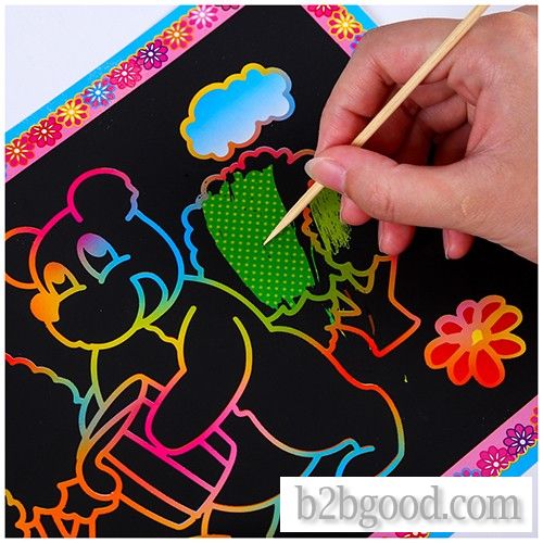 Children creative color painting Scratch painting doodle book Diy diy scratch paper puzzle toy magic