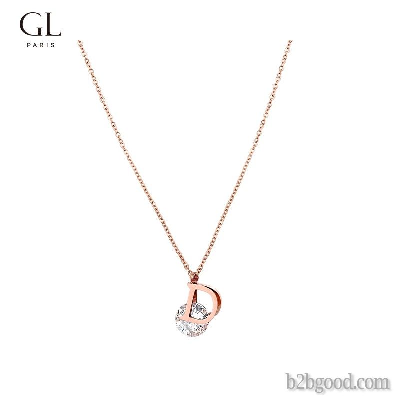 GL simple personality letter D necklace