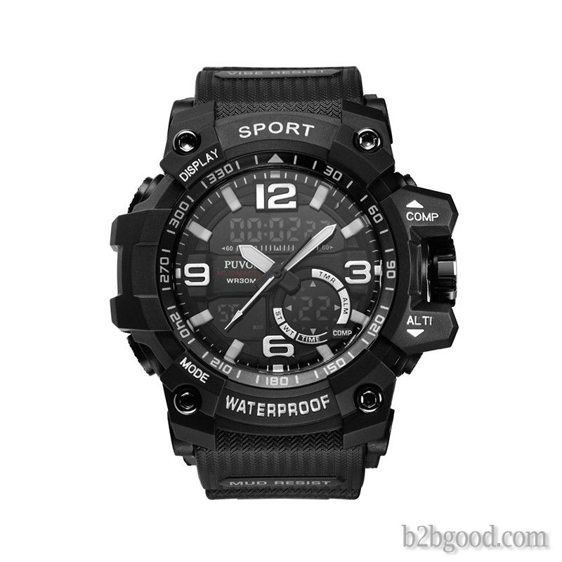 PUVOS men's Youth Coldplay fashion waterproof dual display electronic watch