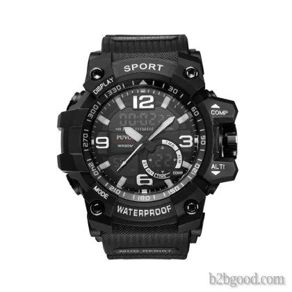 PUVOS men's Youth Coldplay fashion waterproof dual display electronic watch