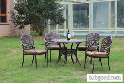 Aluminium alloy wrought iron chair combination five-piece outdoor leisure cast aluminium chair villa