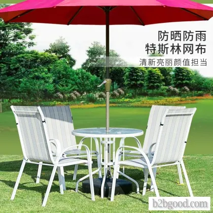 Tea table and chair with round rattan outdoor leisure patio outdoor wrought iron furniture white sun