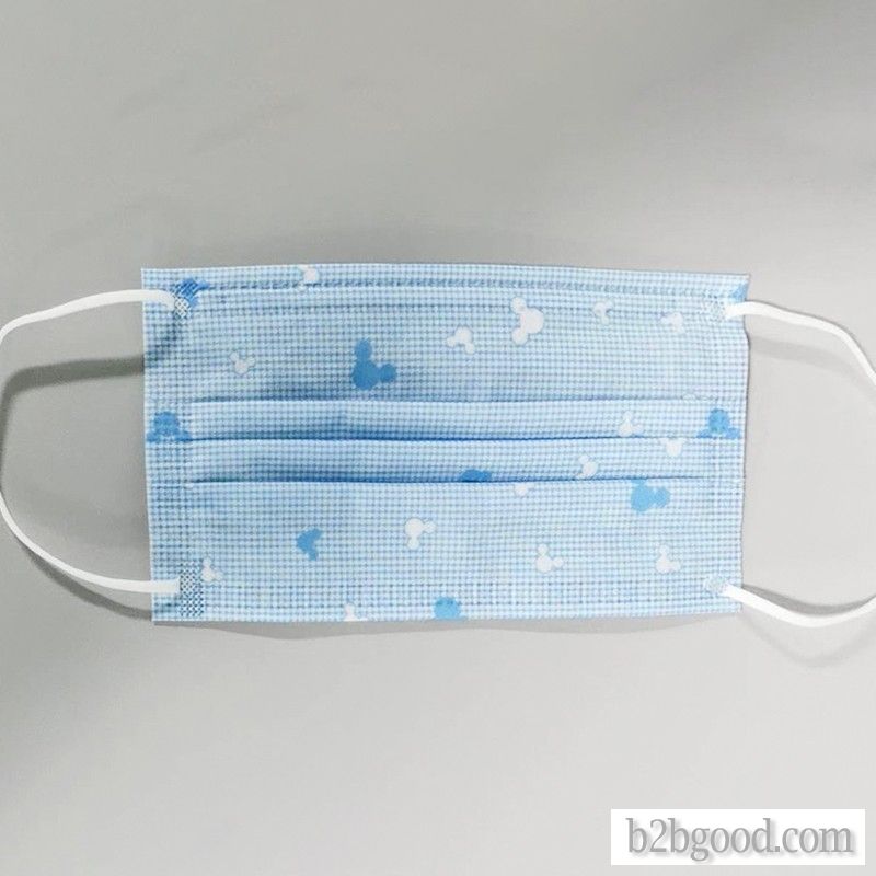 Blue Mickey disposable protective mask has three layers of material, two layers of thickening, doubl