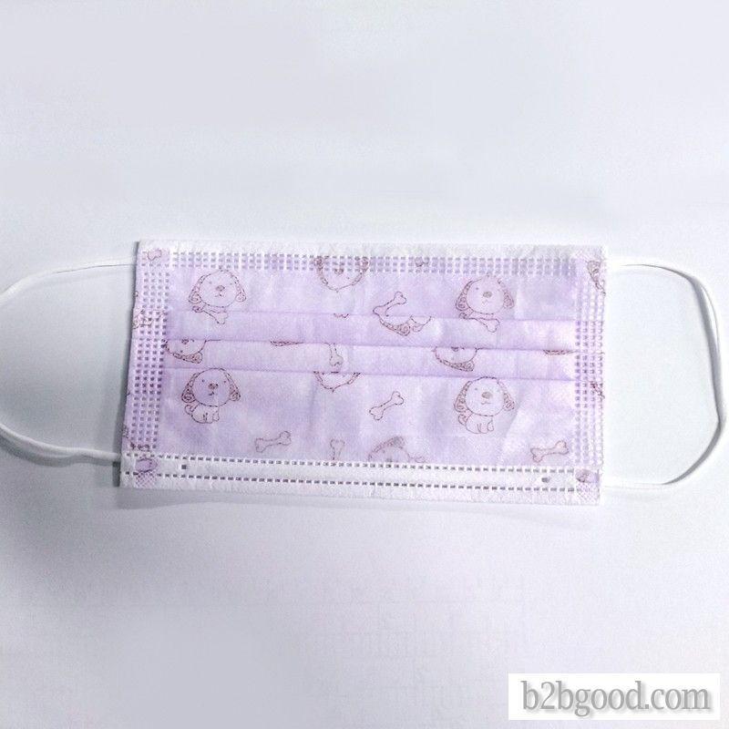 Purple pet pattern disposable protective masks dustproof smog anti-droplet factory direct sale