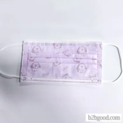 紫色宠物图案一次性防护口罩防尘烟雾防滴工厂直销