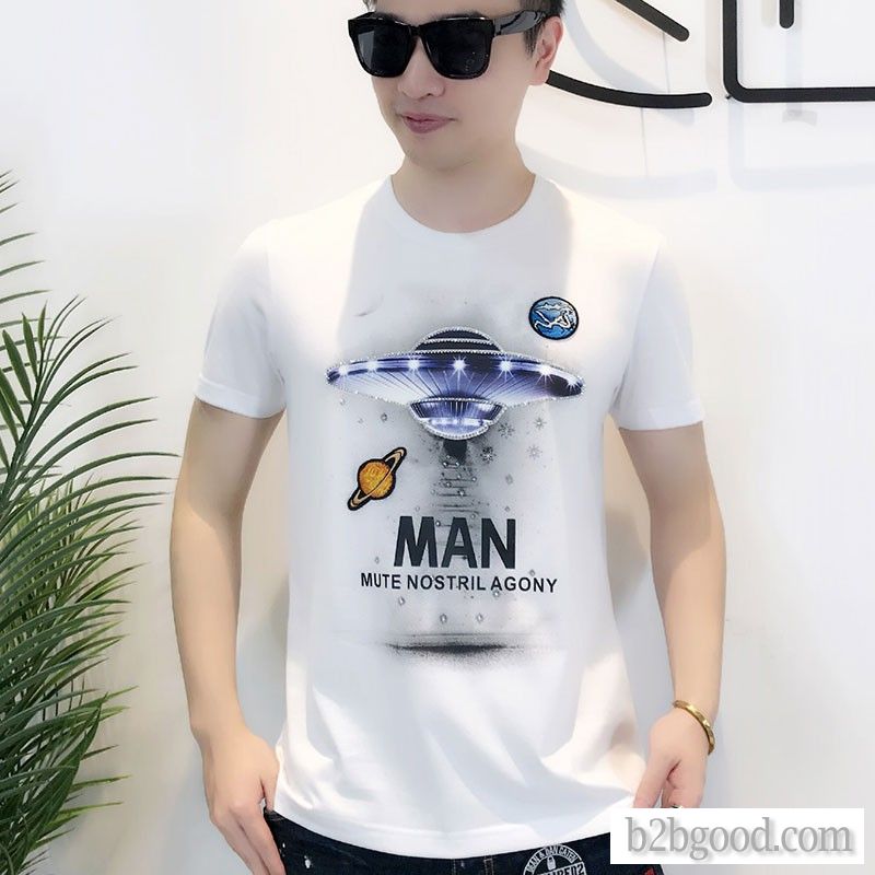 European station men's polo shirts popular logo printed hot diamond embroidered labeled cotton