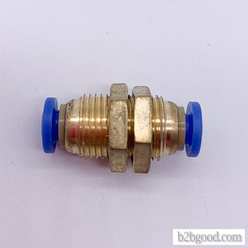 Pneumatic baffle through PM-4 6 8 10 12 mm trachea PU quick insertion plate fixed copper connector