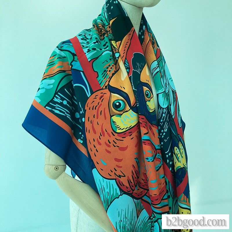 MAIDILANG 100% real silk 14MM Crepe de Chine ladies square parrot