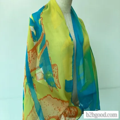 麦地郎涤纶雪纺女式长围巾蓝色印象