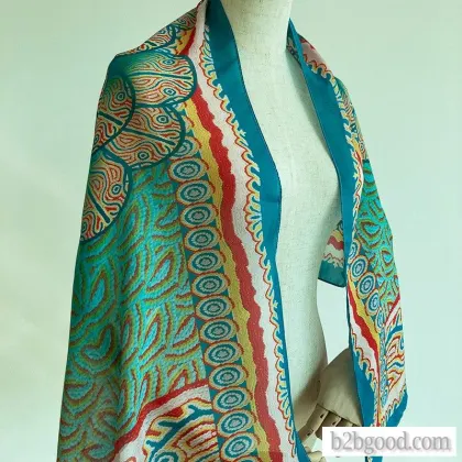 MAIDILANG 100% silk 8MM chiffon lady Chang Jin Lake blue petals
