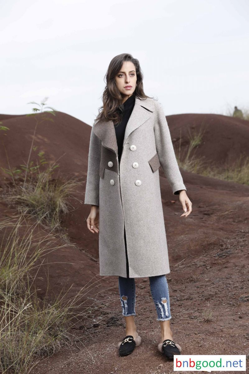 gray out ,in  light coffee color windbreaker, autumn winter.