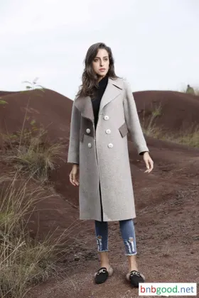 gray out ,in  light coffee color windbreaker, autumn winter.