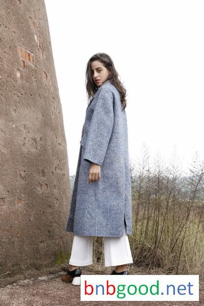 Slant-pocket Grey Lady's Overcoat
