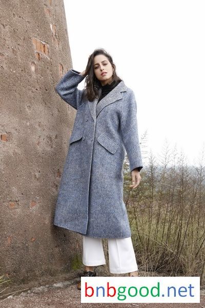 Slant-pocket Grey Lady's Overcoat