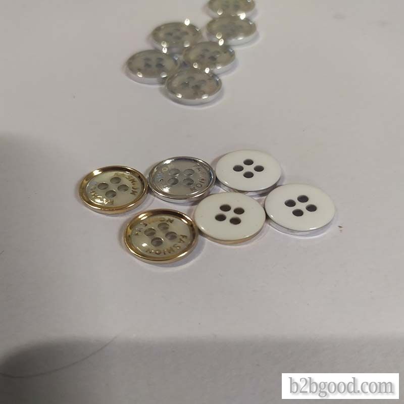 High grade resin casual shirt buttons UV laser plating fashion coat T-shirt with four eye buttons Y0