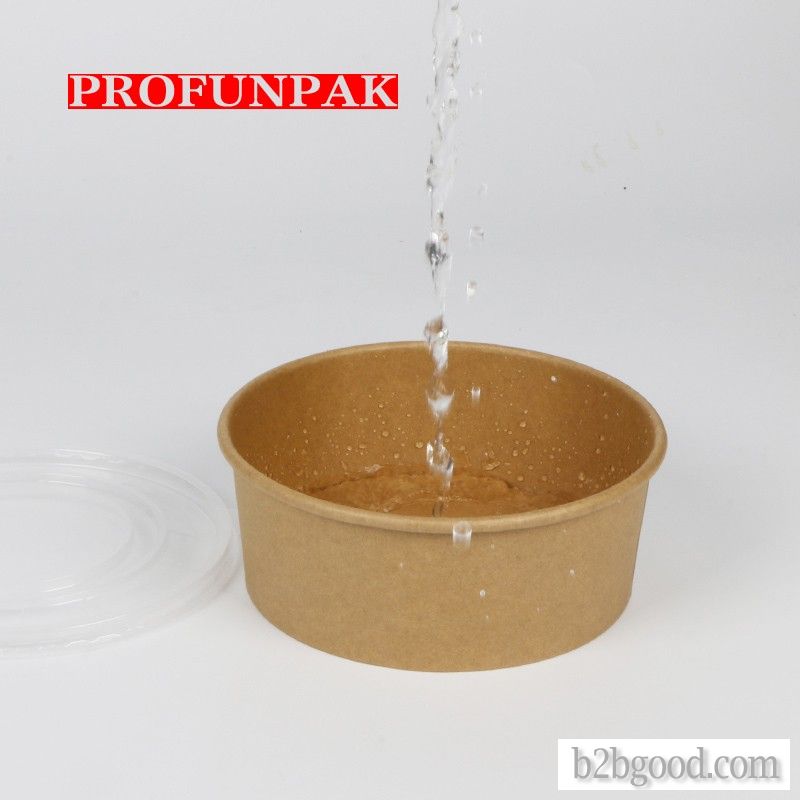 Профунпак Разгружаемый крафт-бумага Salad Bowl 1000ml с PP обложкой, Bakeway Food Boxed, 200 за коробку