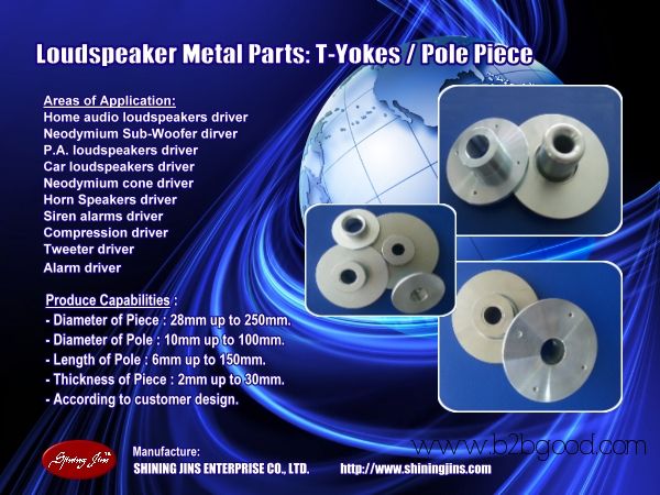 Audio Driver Top Plates (Washers) and Back Plates (T-Yokes) made in Taiwan