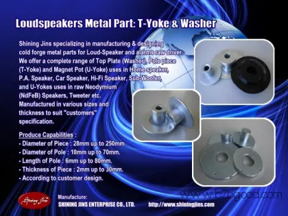 Audio Driver Top Plates (Washers) and Back Plates (T-Yokes) made in Taiwan