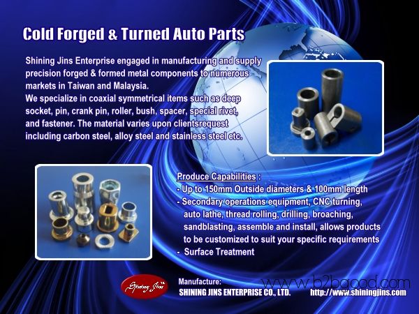 Cold forgings, stamping and machining parts made in Taiwan