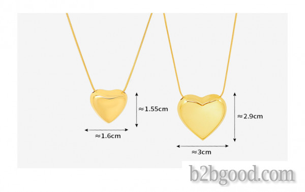 Custom 18K Gold Plated Stainless Steel Chain Link Heart Necklace