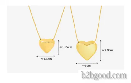 Custom 18K Gold Plated Stainless Steel Chain Link Heart Necklace
