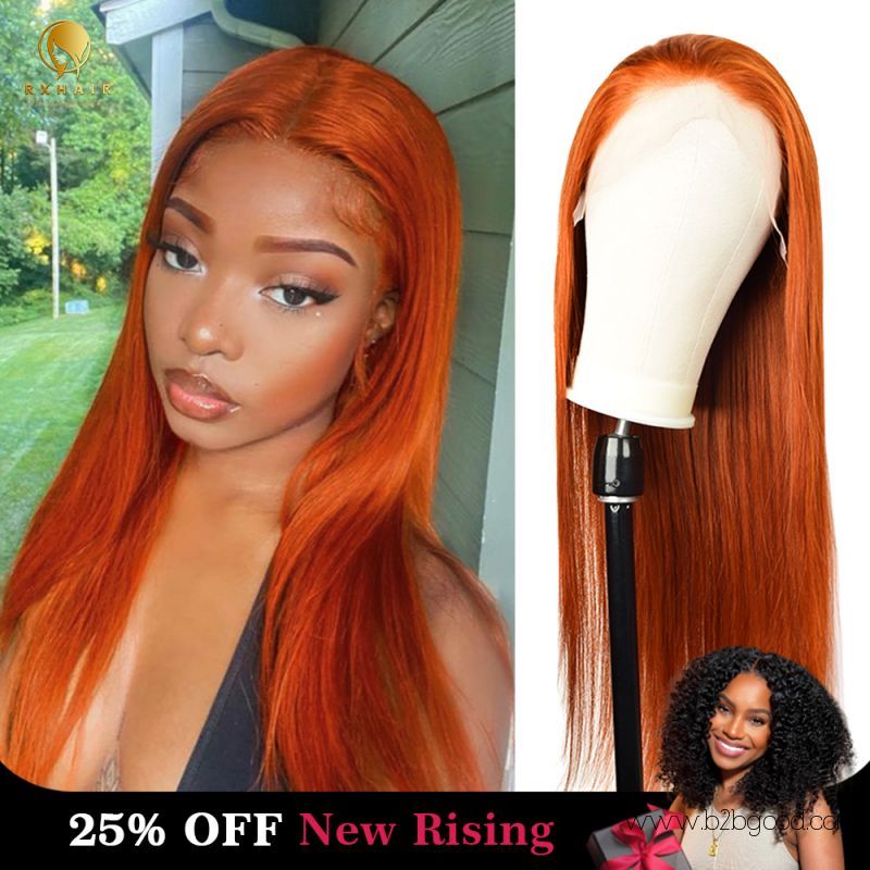 Colored Orange Ginger Transparnet Lace Human Hair Wig 180% Density Absolutely Stunning and Gorgeous