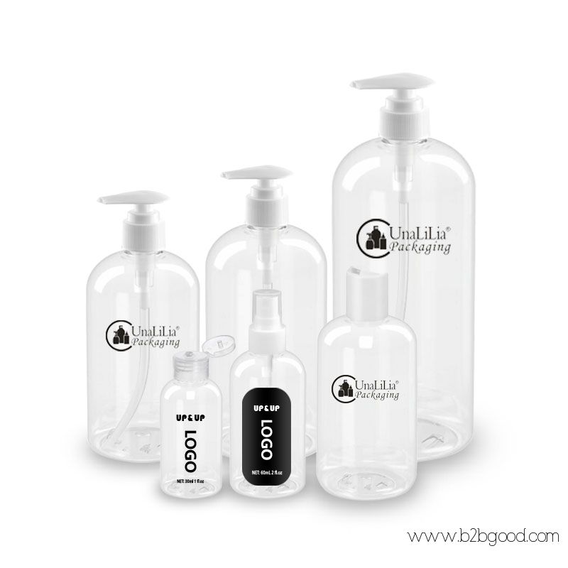 PET Plastic Clear Boston Round Bottles