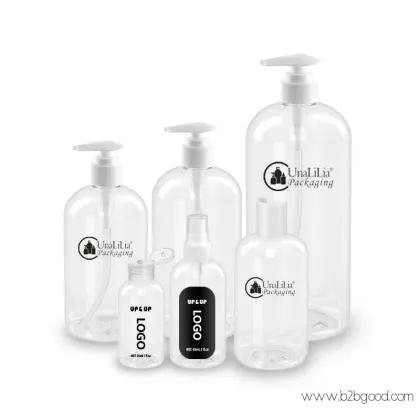 PET Plastic Clear Boston Round Bottles