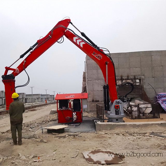 Pedestal boom rockbreaker system